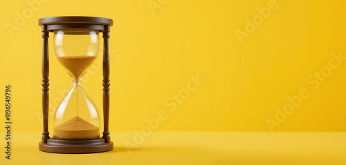 a sand clock on a yellow background
