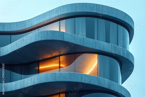 Contemporary office closeup fragment abstract modern curve architecture