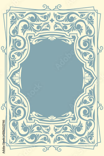 Decorative ornate retro floral blank card template