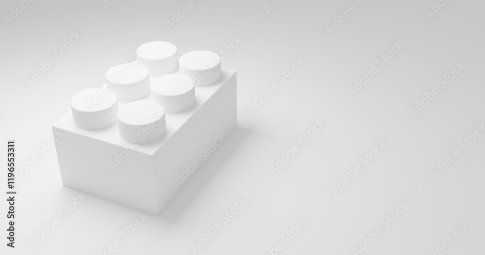 A white Lego block is shown on a white background A white Lego block is shown on a white background