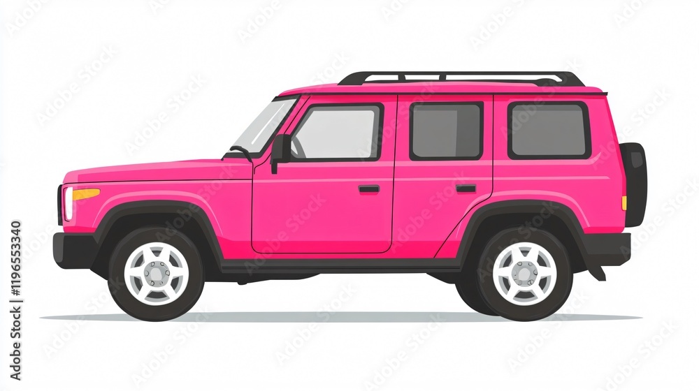 Pink SUV on White Background: A Bold Off-Road Adventure Pink SUV on White Background: A Bold Off-Road Adventure