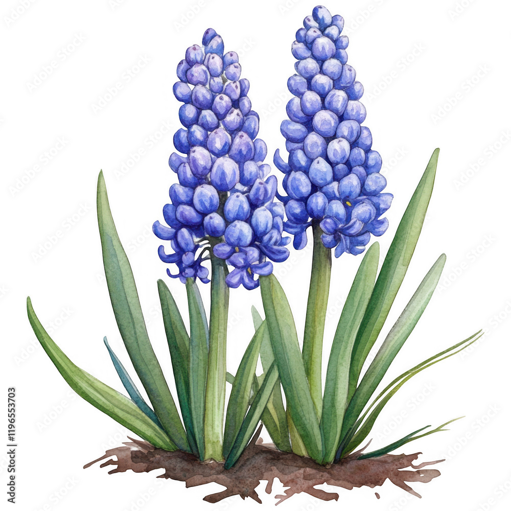 Obraz premium Grape Hyacinth Clipart Vector Illustration