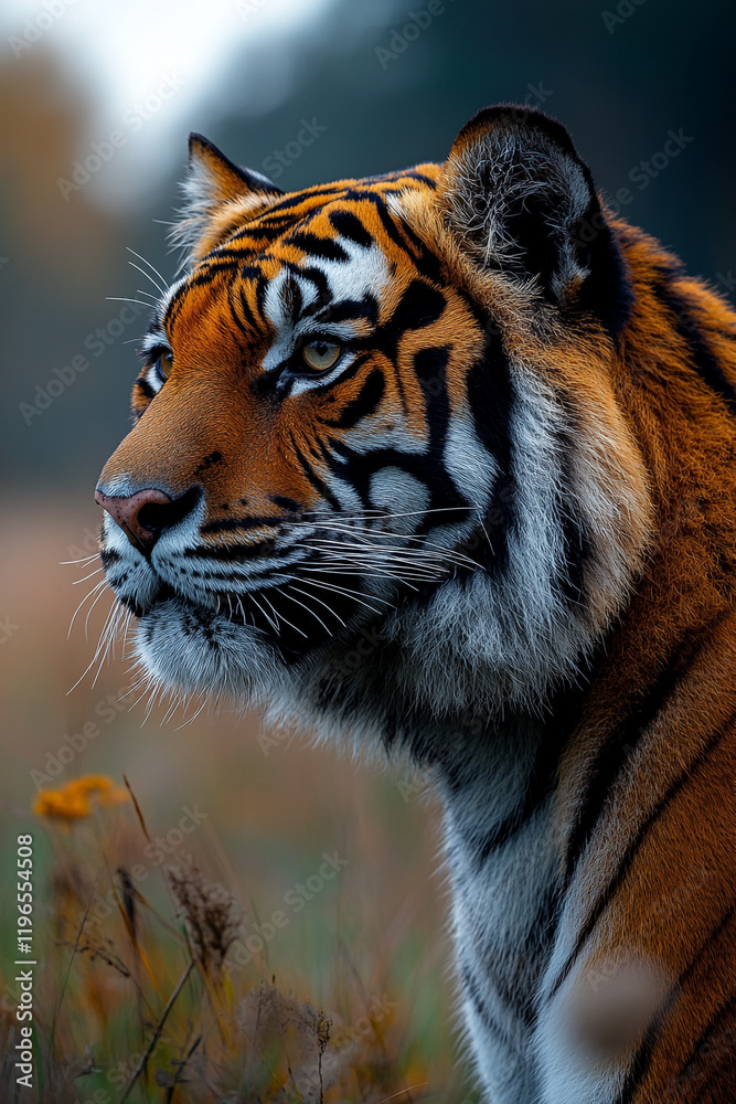 Obraz premium Majestic Tiger Profile In Autumnal Setting