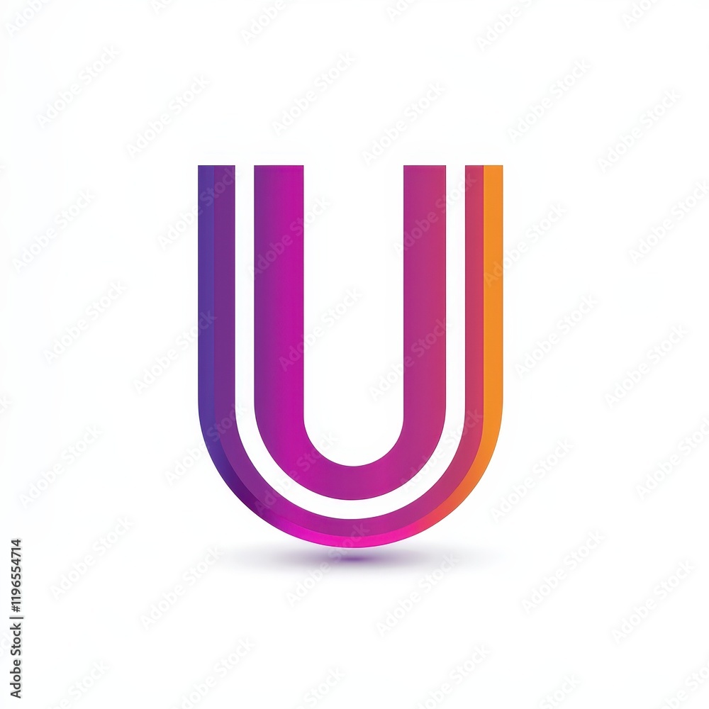 letter U with abstract motion lines icon logo illustration isolated on white background letter U with abstract motion lines icon logo illustration isolated on white background