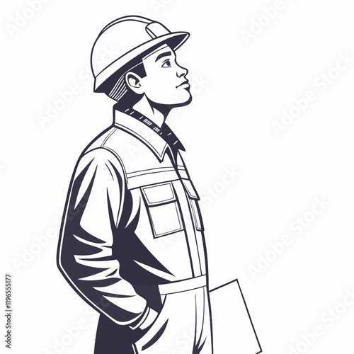 Male Engineer in Uniform Inspecting Plans