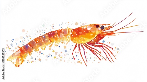 Wallpaper Mural Watercolor Shrimp: A Vibrant Splash of Marine Life Torontodigital.ca