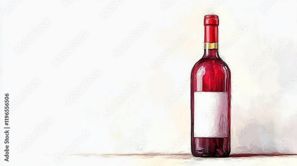 Obraz premium Elegant Bottle of Red Wine Resting on a Pristine White Background Highlighting Its Rich Color and Texture