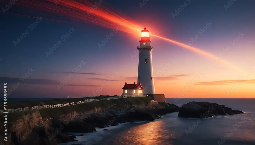 Luminous Lighthouse Beams Hopeful Light at Sunset Luminous Lighthouse Beams Hopeful Light at Sunset