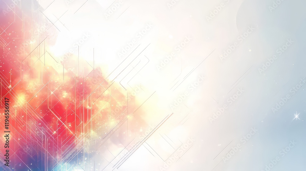 Fototapeta premium Abstract digital art featuring colorful bursts and geometric patterns.