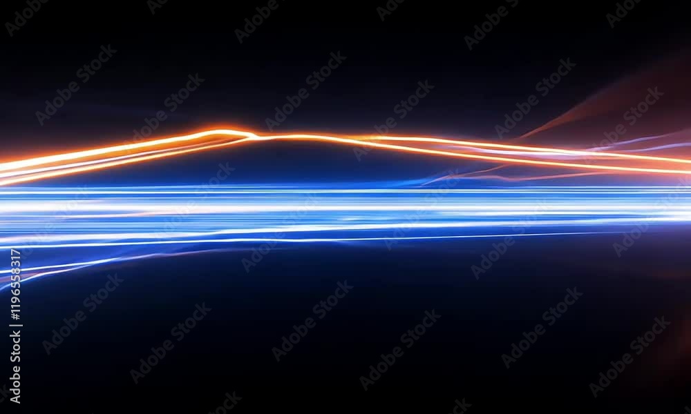 Convergence light beam spectrum orange and icy blue energy streams in a cosmic collision