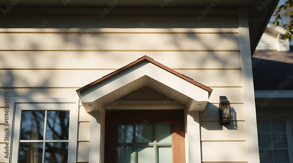 Sunlit House Entrance: Architectural Detail of a Modern Home Exterior Sunlit House Entrance: Architectural Detail of a Modern Home Exterior