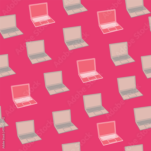 Pattern laptop with theme color pink