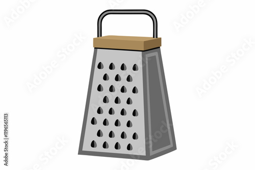 Metal grater with handle isolated on white background