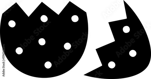 Broken Easter Egg shell silhouette.
Easter egg cracked in half silhouette.
Hatched Egg Isolated.
Transparent Background.