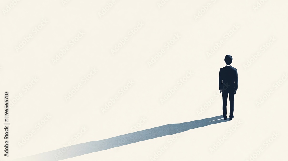 Man in Suit Contemplating in Empty Space - Minimalist Art Man in Suit Contemplating in Empty Space - Minimalist Art