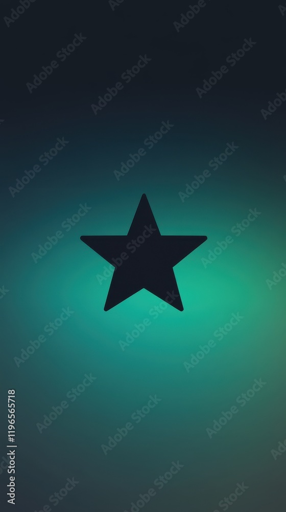 Fototapeta premium A Black Star on a Teal Gradient Background
