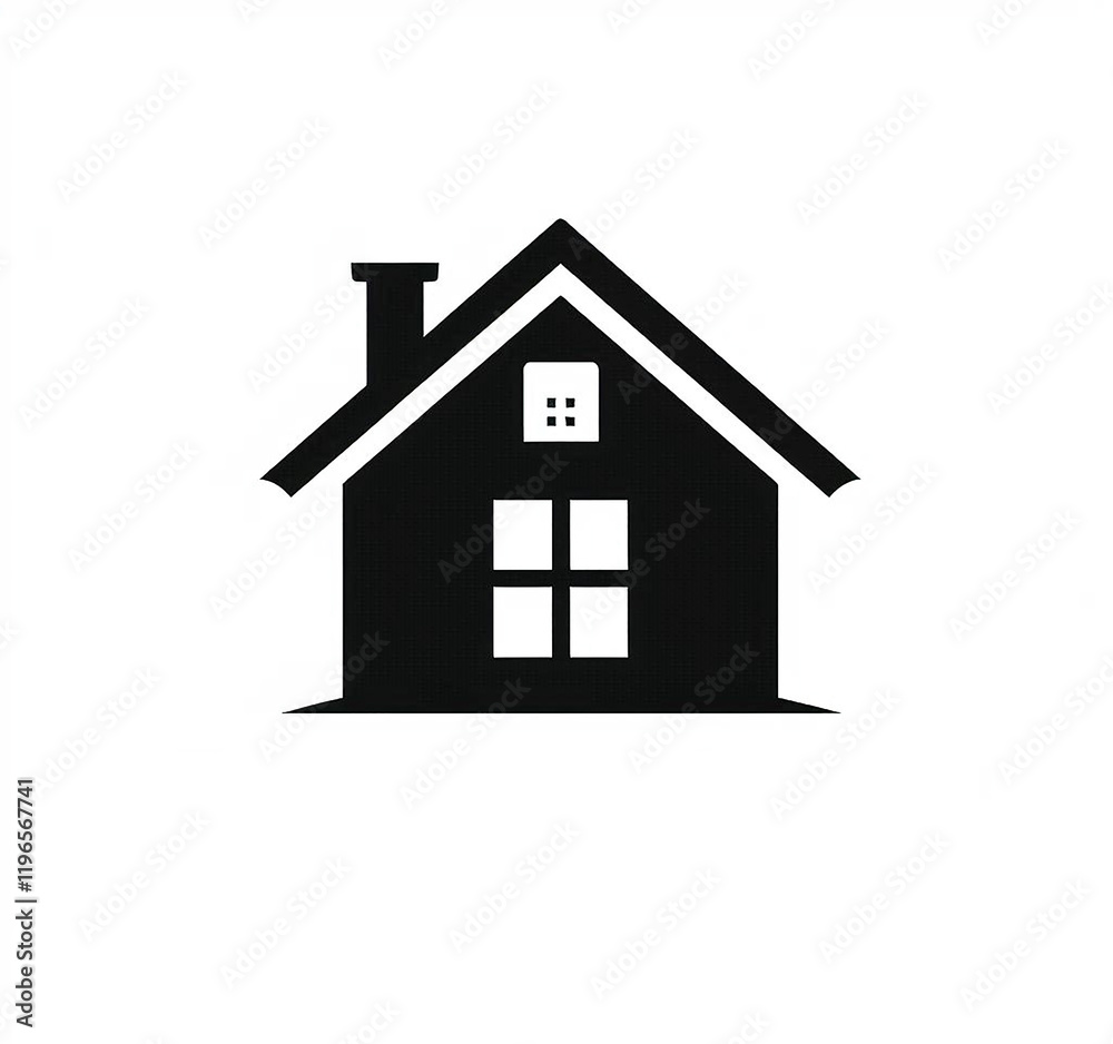Minimalist home real state logo flat line icon on white background Minimalist home real state logo flat line icon on white background