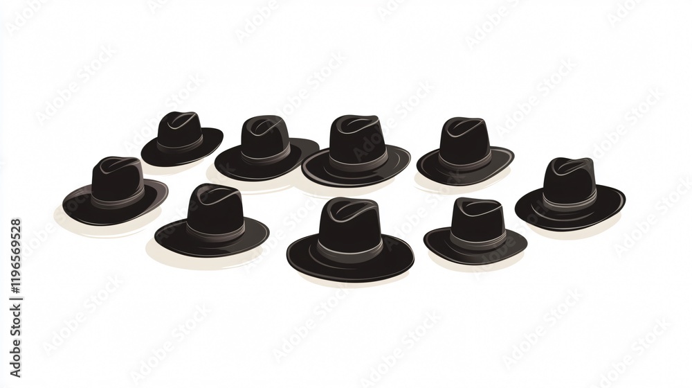 A Collection of Classic Black Fedora Hats: Men's Fashion and Headwear Style A Collection of Classic Black Fedora Hats: Men's Fashion and Headwear Style