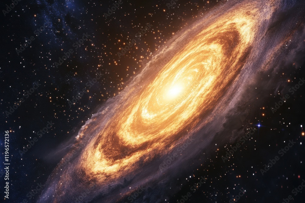 Obraz premium Fiery Spiral Galaxy in a Dark Expanse of Space