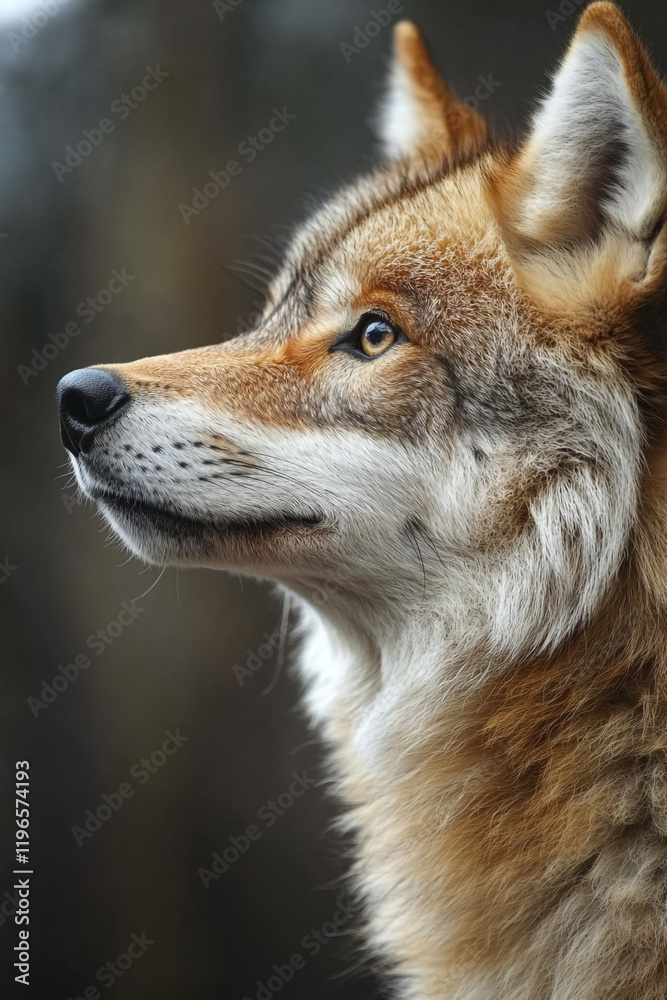 Majestic Wolf Profile Against A Dark Background Majestic Wolf Profile Against A Dark Background