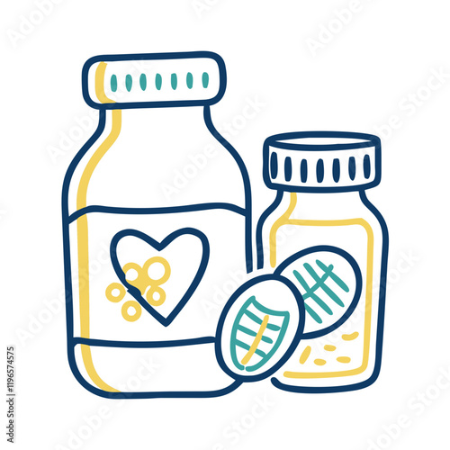Assorted herbal remedies in bottles and jars, wellness concept