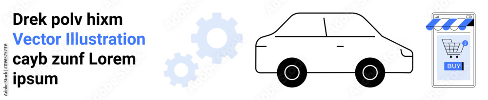 Car icon near online store. Ideal for e-commerce, automotive services, digital marketing, online shopping, tech support, business solutions, start-up presentations. Landing page Car icon near online store. Ideal for e-commerce, automotive services, digital marketing, online shopping, tech support, business solutions, start-up presentations. Landing page