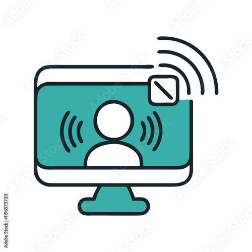 Wallpaper Mural Video call icon with muted sound and teal outline Torontodigital.ca