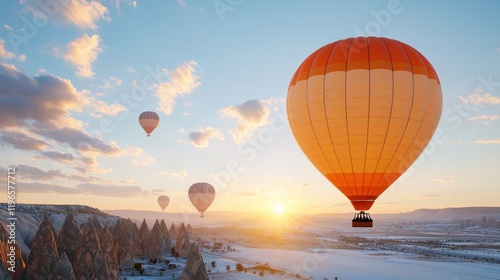 Hot Air Balloons at Sunrise in Winter