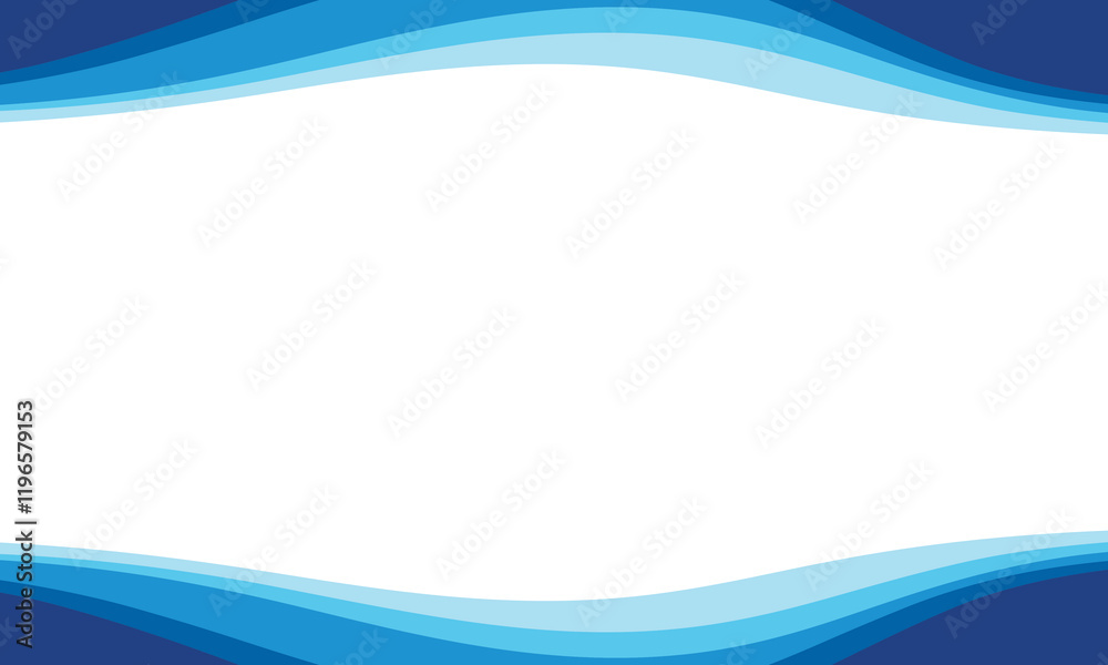 Modern blue wave abstract frame vector background without border banner and blank space.