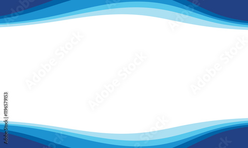 Modern blue wave abstract frame vector background without border banner and blank space.