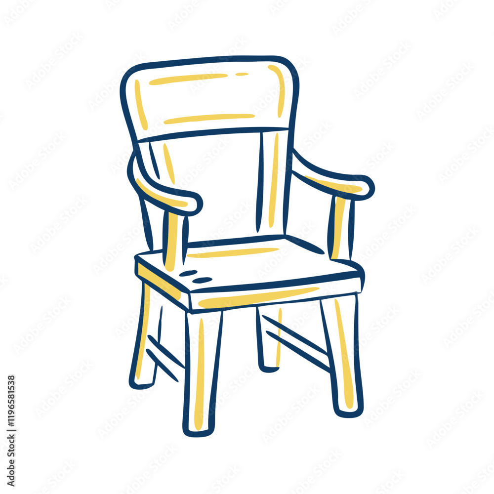 Wooden chair illustration on a simple background, furniture design