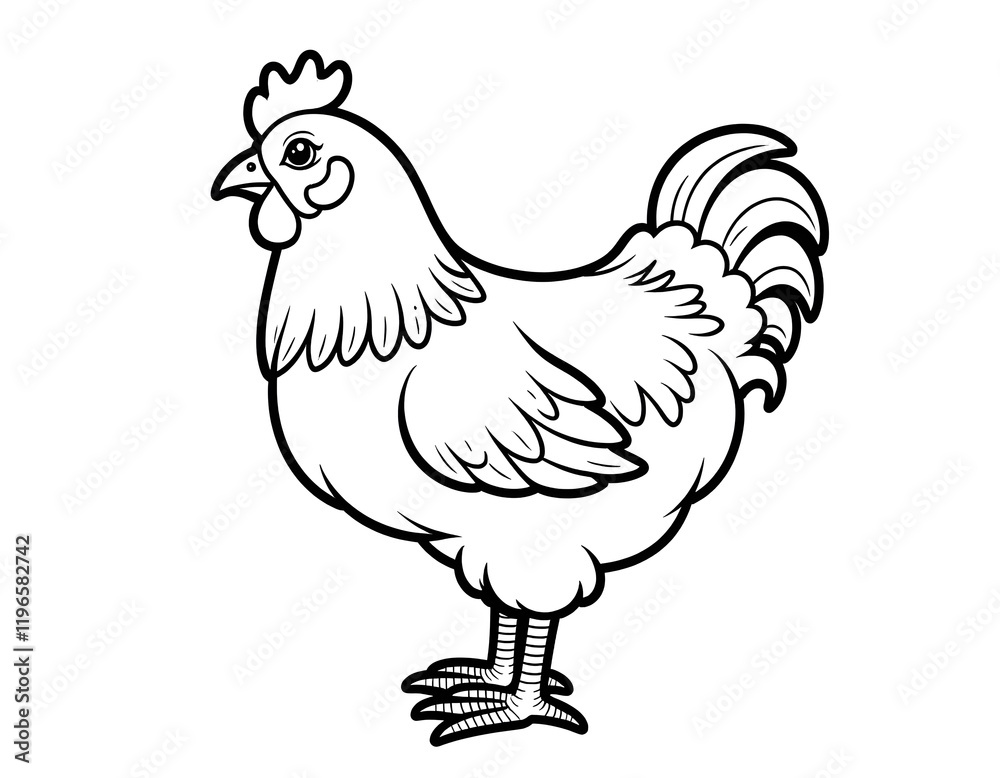 Cute Hen Illustration Line Art Drawing Cute Hen Illustration Line Art Drawing