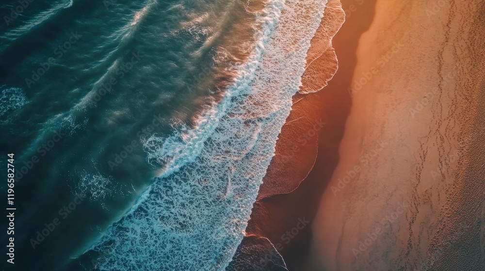 Serene Waves Meeting Shore in Golden Light Serene Waves Meeting Shore in Golden Light