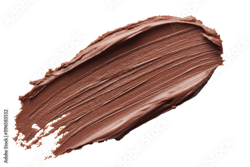 Smooth milk chocolate spread smear with glossy isolated on transparent background.