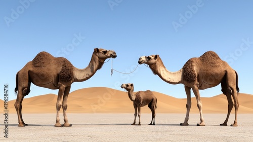 Camel Family in the Desert