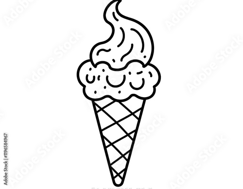 Delicious Ice Cream Cone Line Art Graphic