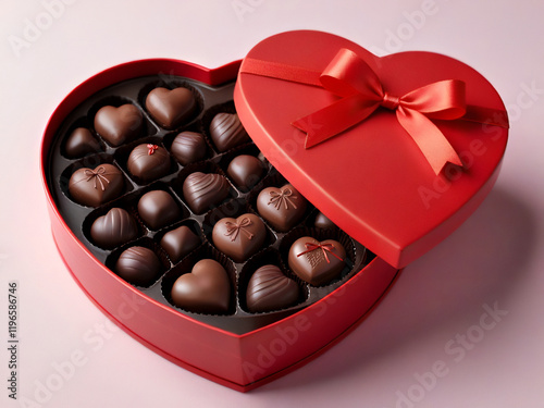Valentine's Day Treat Red Chocolate Box Generative AI