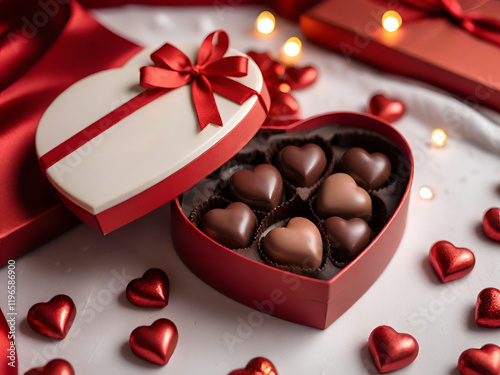 Deluxe Red Box of Love Chocolates Generative AI
