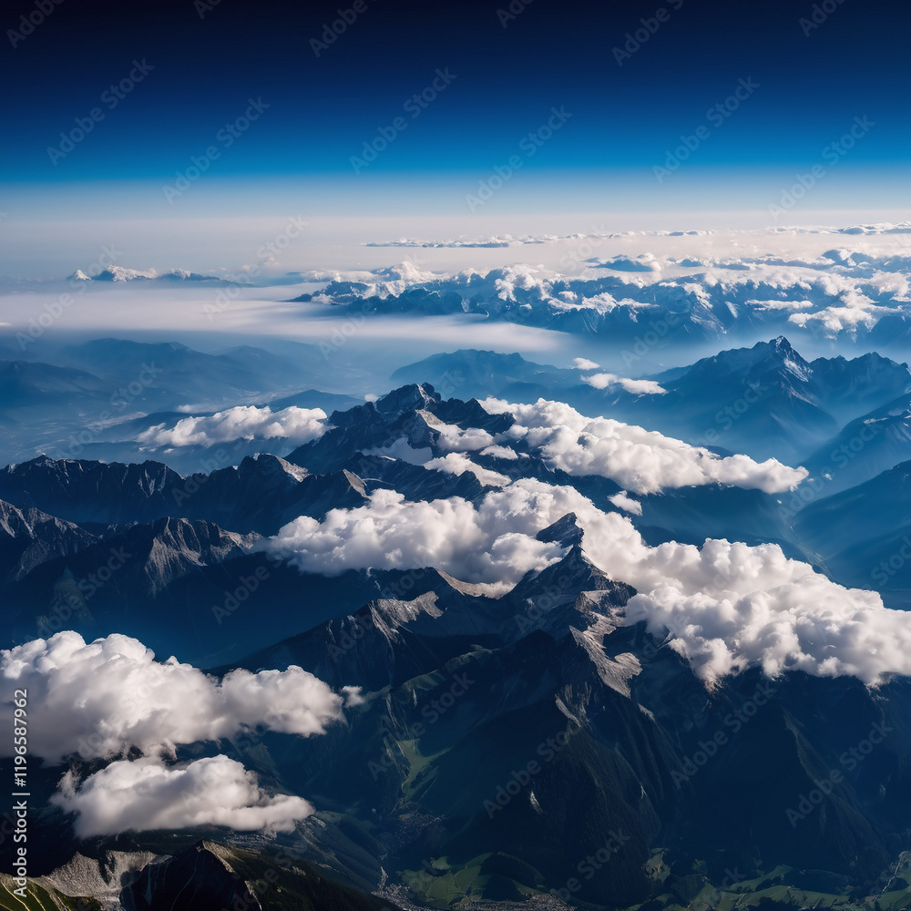 Fototapeta premium Flugreisen - Alpenpanorama aus luftiger Höhe
