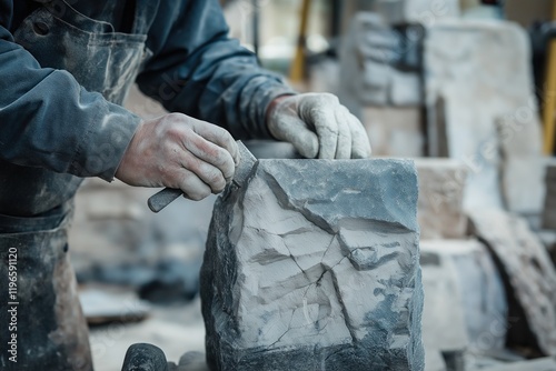 Wallpaper Mural Artisan shaping stone in a workshop setting Torontodigital.ca
