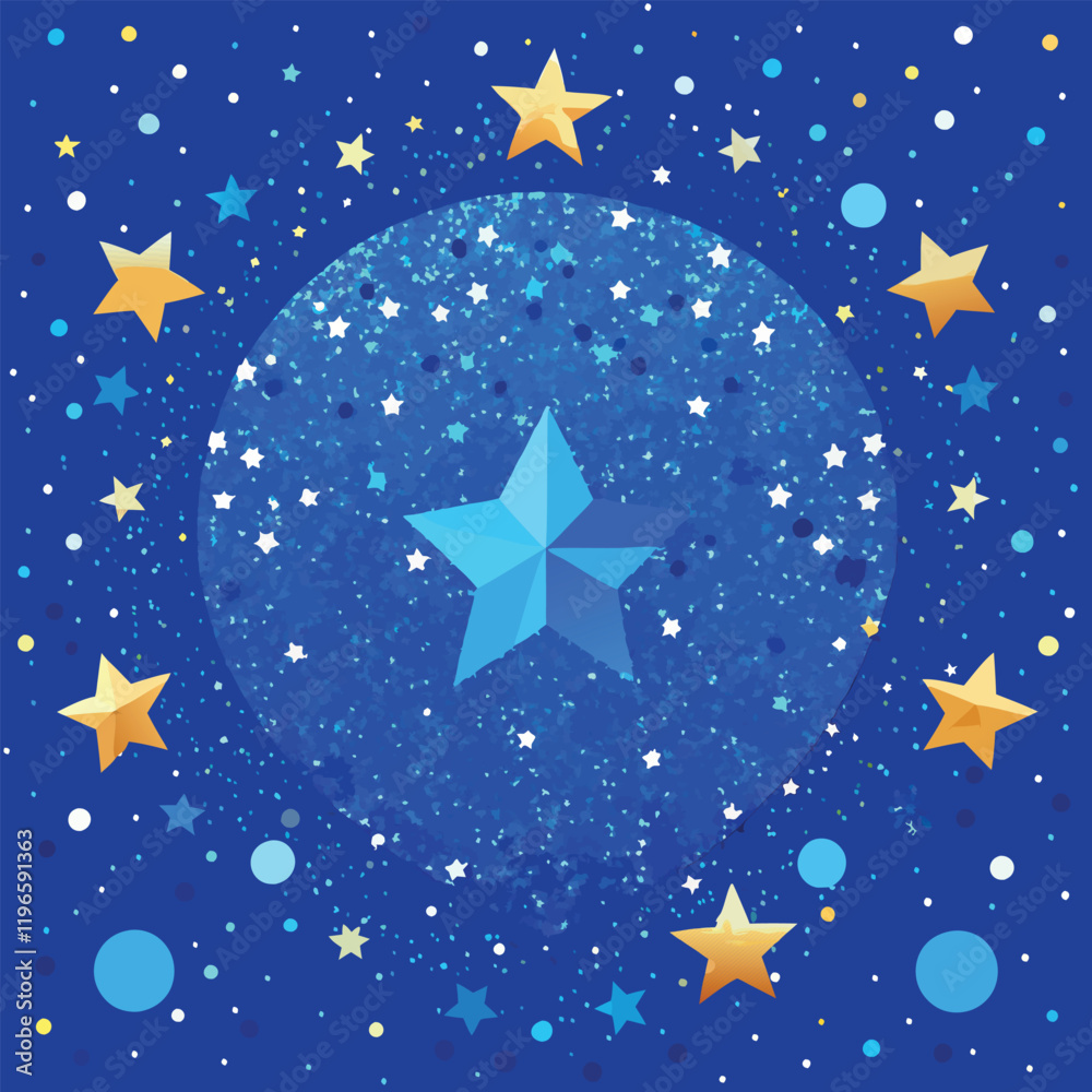 Obraz premium Soft star and blue glitter create a playful festive vibe.