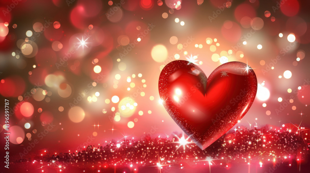 vibrant red heart surrounded by sparkling lights and dreamy background creates romantic atmosphere perfect for celebrations vibrant red heart surrounded by sparkling lights and dreamy background creates romantic atmosphere perfect for celebrations