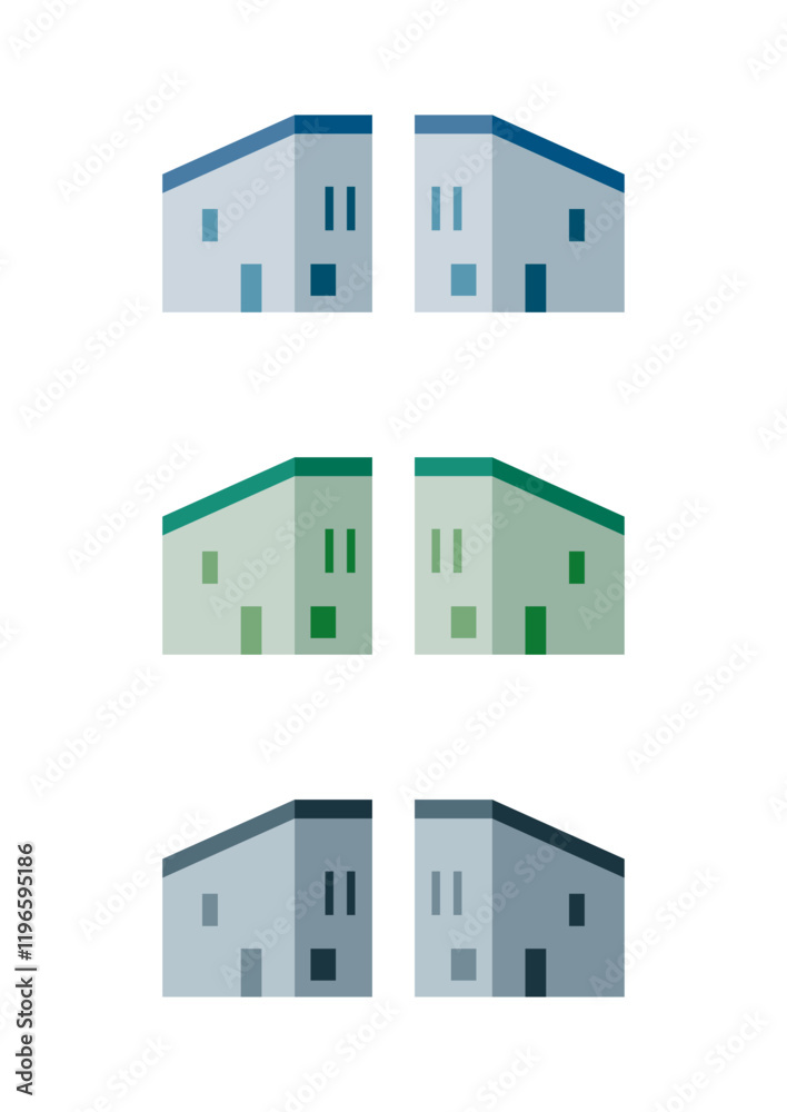 横から見た一軒家の建物のイラスト