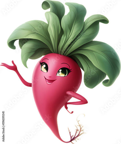 Happy Radish Character PNG