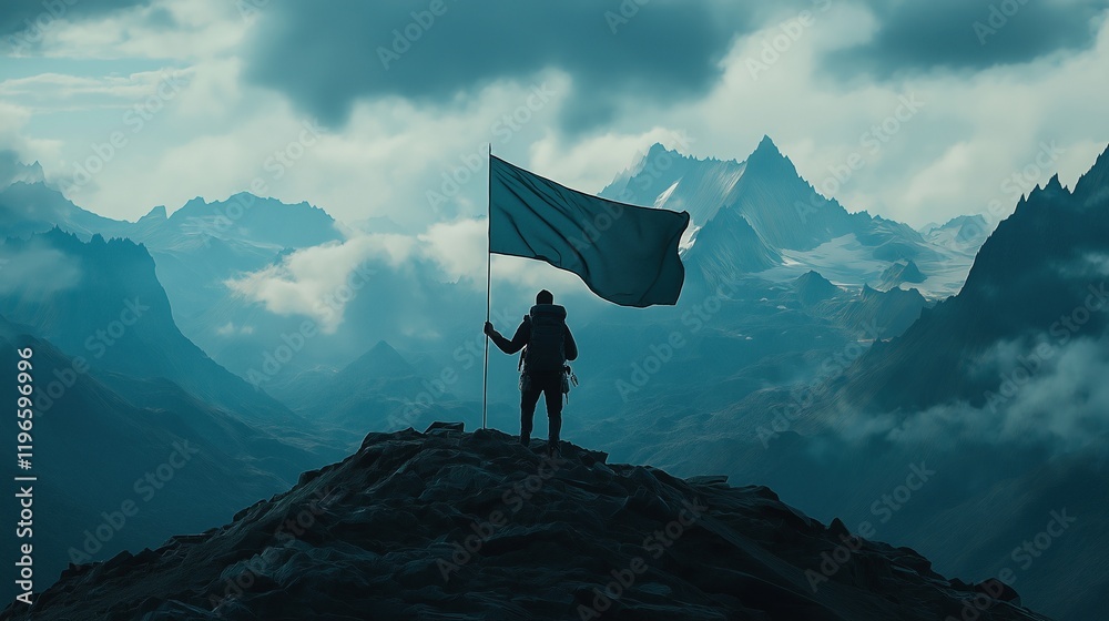 Obraz premium Adventurous spirit in breathtaking mountain landscape