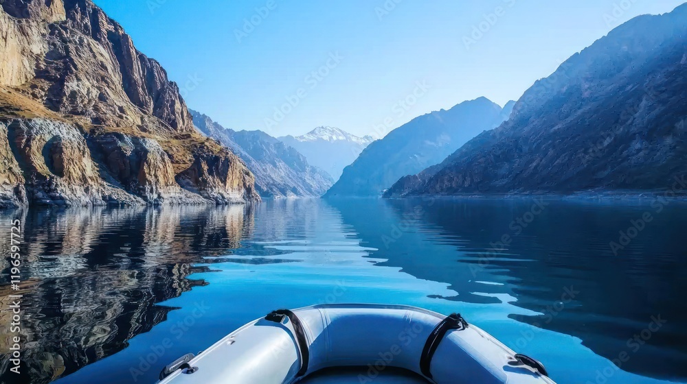 Calm Mountain Lake View from Boat