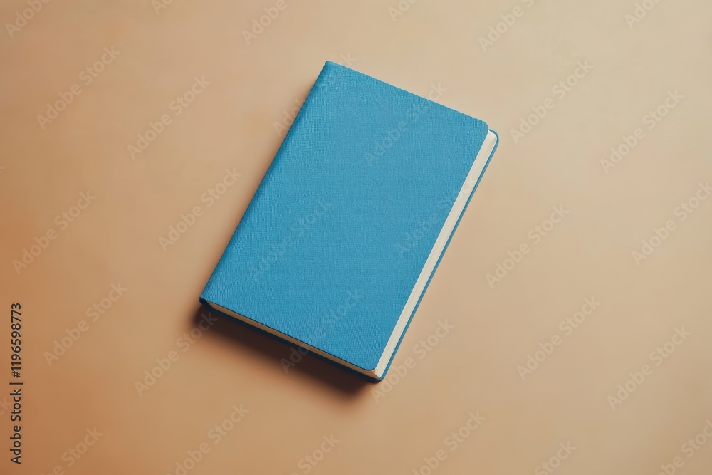 Fototapeta premium Ice Blue Notebook Placed Elegantly on a Warm Beige Background for Stylish Notetaking