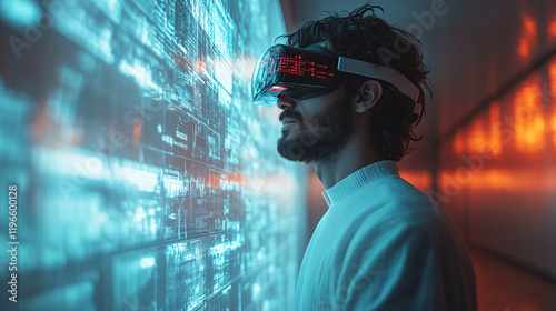 a man wearing a virtual virtual glasses photo