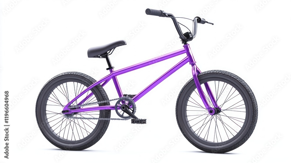 Fototapeta premium Purple BMX bicycle isolated on white background.