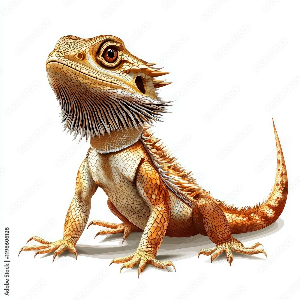 Fototapeta premium Bearded Dragon Lizard: A Detailed Close-up Portrait of a Scaly Reptile in Vivid Colors